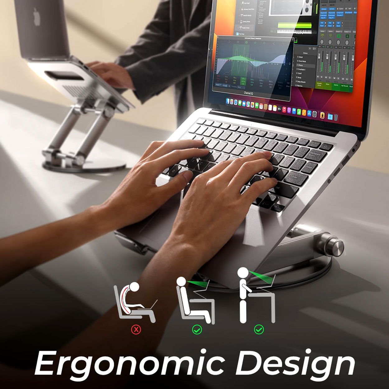 Ergonomic Laptop Stand with 360 Rotating Base and Adjustable Tilt - 7
