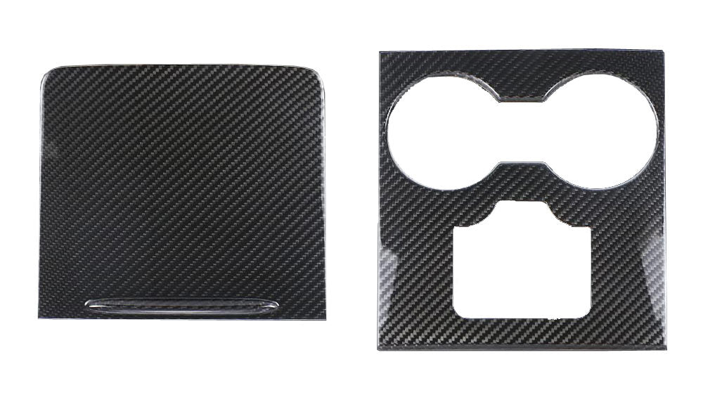 2021-2024 Tesla Model Y & Model 3 Cup Holder Cover with Key Card Hole-  Glossy Carbon