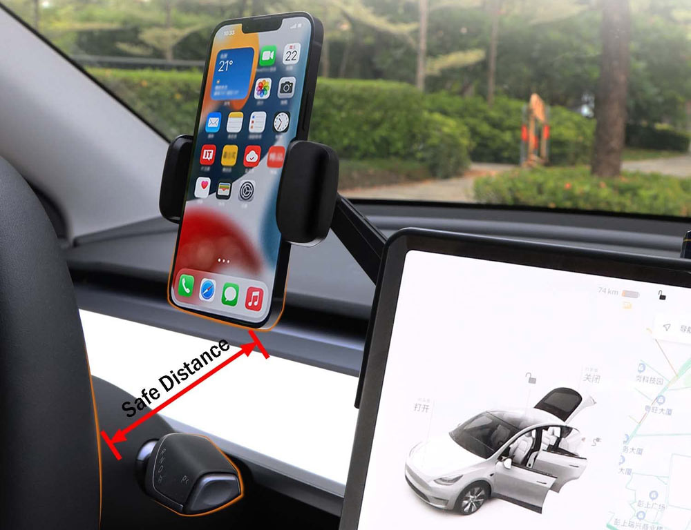 Car Cell Phone Mount for Tesla Model 3 Y Fixed Clip Safety Cell Phone  Holder Stand, Tesla Phone Mount for Screen HUD Phone Hold